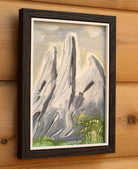 Miniature Abstract Painting, Under The Mountains Gaze, Framed, Signed