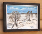 Miniature Abstract Painting, Winters Mist, Framed, Signed