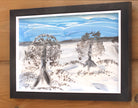 Miniature Abstract Painting, Winters Mist, Framed, Signed