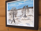 Miniature Abstract Painting, Winters Mist, Framed, Signed