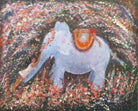 Elephant Painting Acrylic on Wood, Glitte, Framed Signed