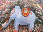 Elephant Painting Acrylic on Wood, Glitte, Framed Signed