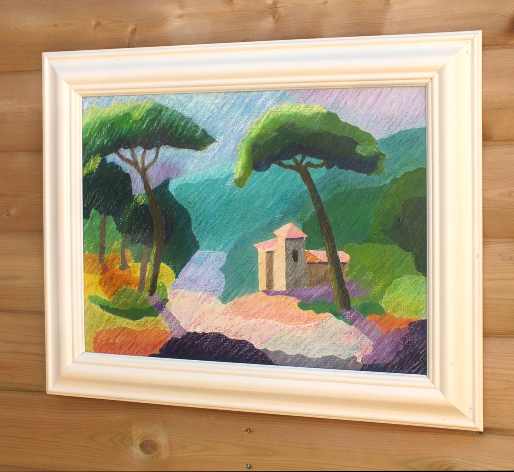 Fauvism Landscape Painting, Country House, Framed Original