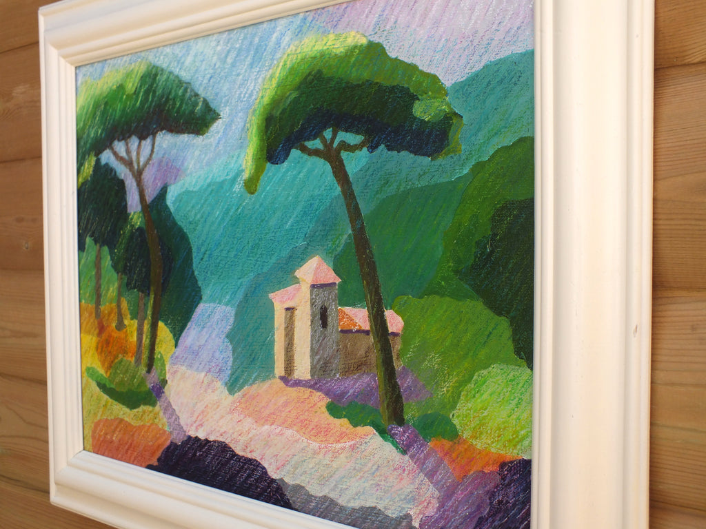 Fauvism Landscape Painting, Country House, Framed Original
