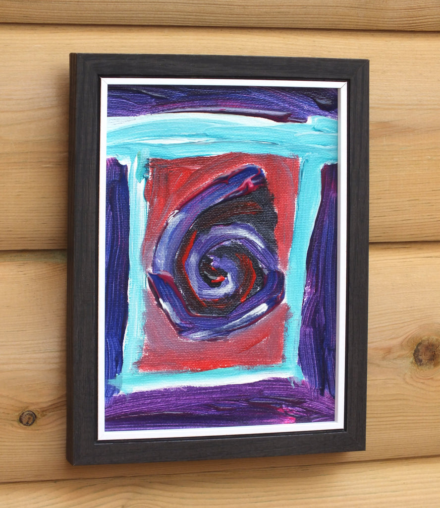 Miniature Abstract Painting, Fortified, Framed, Signed