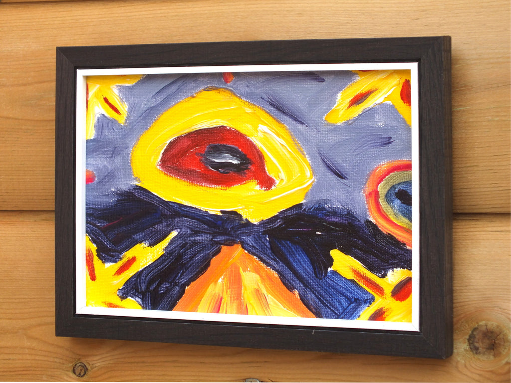 Miniature Abstract Painting, The Undying Eye, Framed, Signed