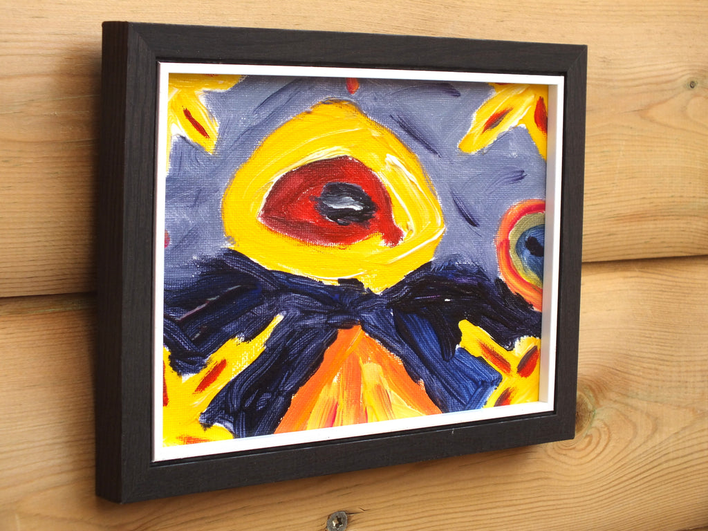 Miniature Abstract Painting, The Undying Eye, Framed, Signed