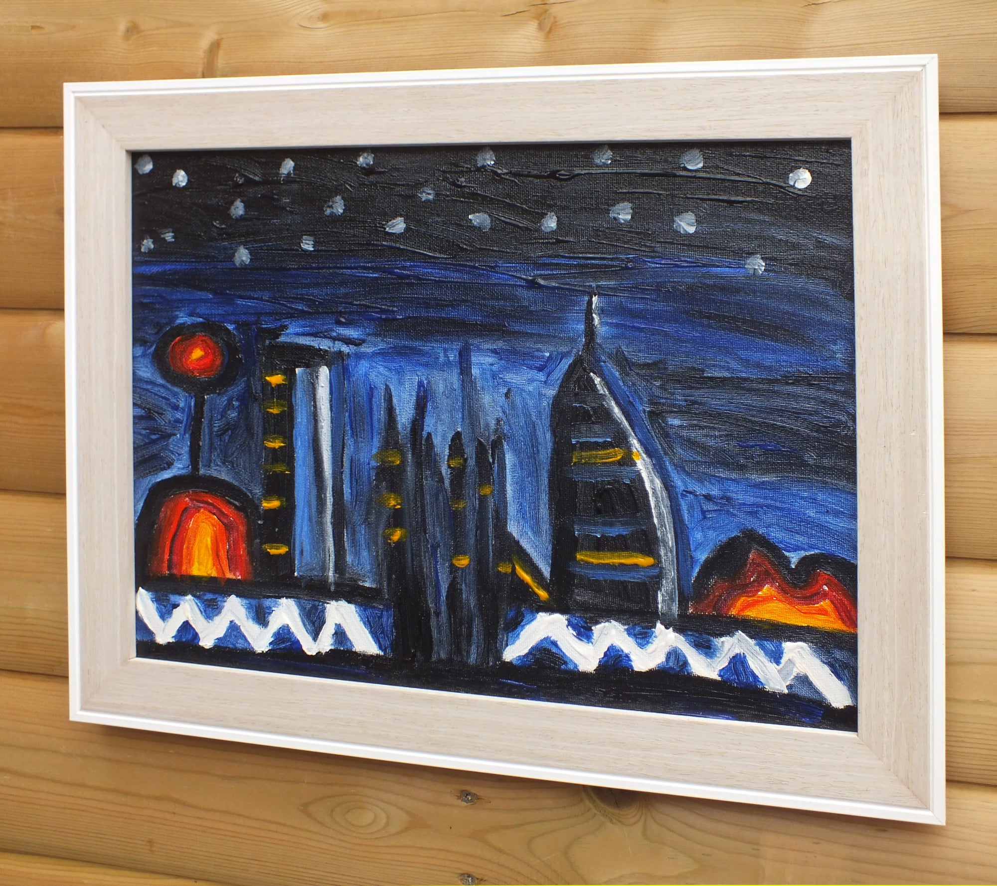 Original Organic Abstract Painting - City's Warmth, Framed, Fraser Lucas