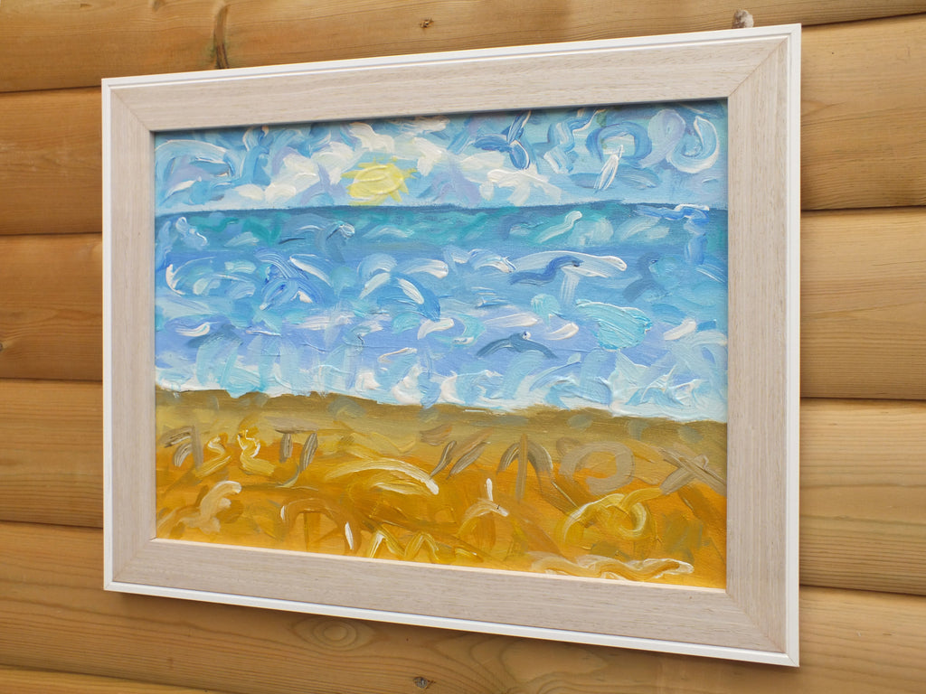 Original Organic Abstract Painting - The Coastal Dream, Framed, Fraser Lucas