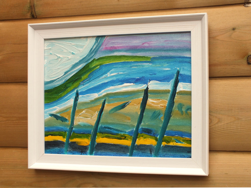 Original Organic Abstract Painting - Nautical Day, Framed, Fraser Lucas