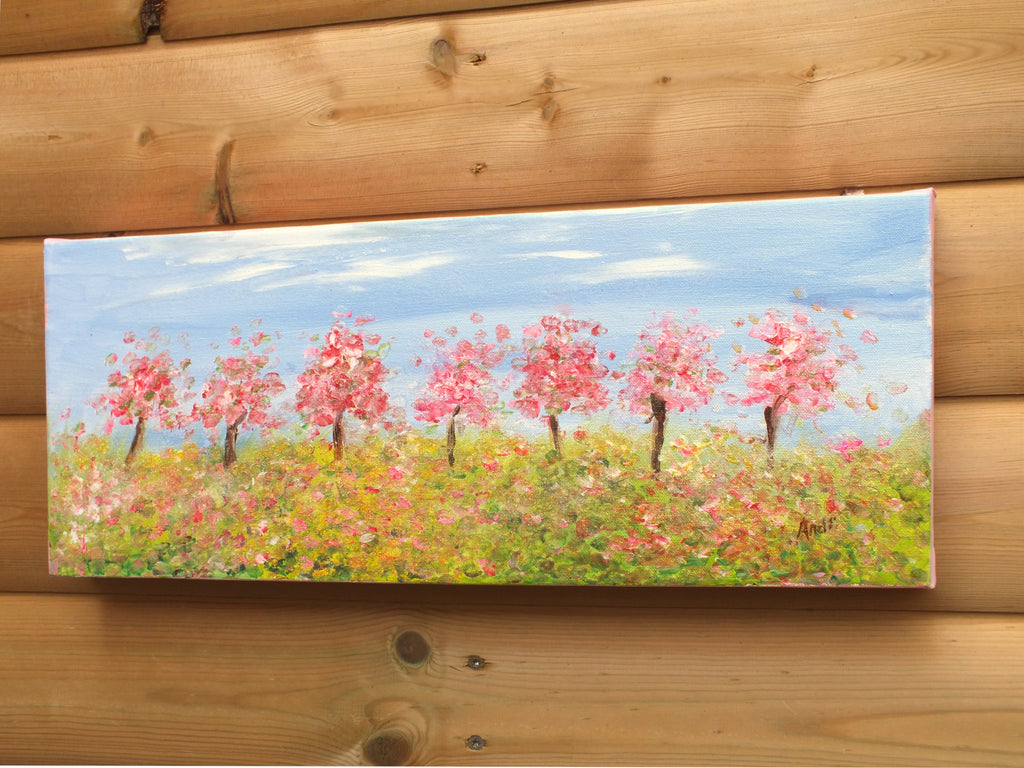 Pink Cherry Blossom Original Painting, Andi lucas
