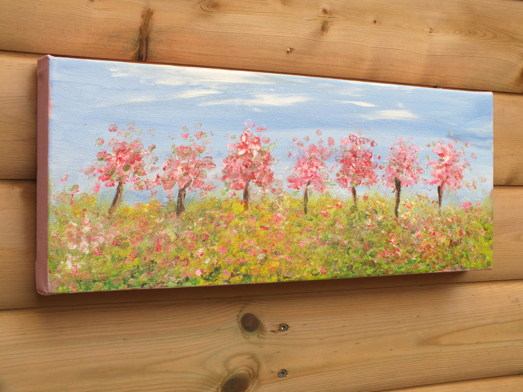 Pink Cherry Blossom Original Painting, Andi lucas