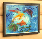 Organic Abstract Painting, Under the Lagoon, Framed, Signed