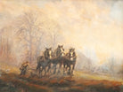 Plough Horses Oil Painting, Farming Art, Agrarian English Landscape