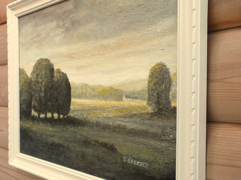 Farming Landscape Oil Painting Framed Signed