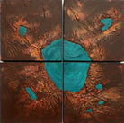 Turquoise Lagoon, Textured Abstract Painting, 4 panel Polyptych