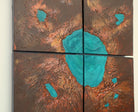 Turquoise Lagoon, Textured Abstract Painting, 4 panel Polyptych