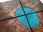 Turquoise Lagoon, Textured Abstract Painting, 4 panel Polyptych