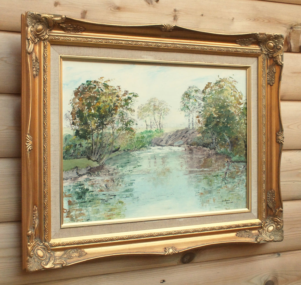 Scottish River Landscape Oil Painting Framed Signed, Barbara Bennett