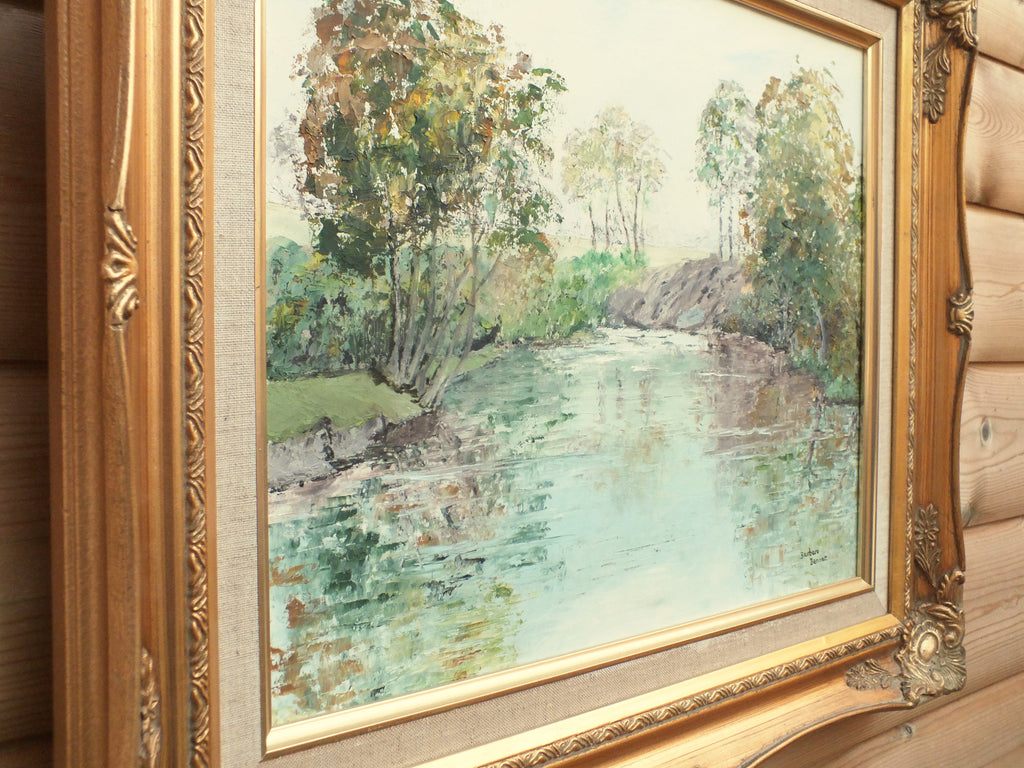 Scottish River Landscape Oil Painting Framed Signed, Barbara Bennett