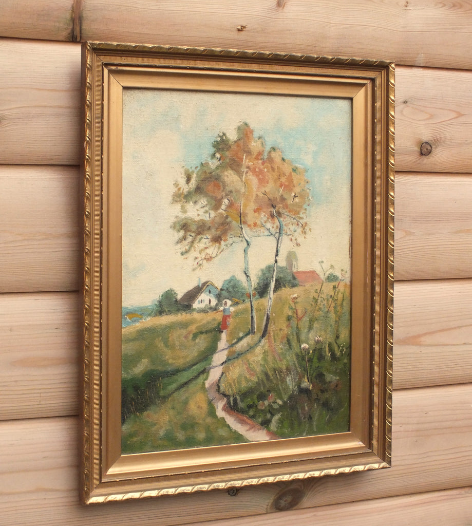 Country Path, Landscape Oil Painting Framed Original
