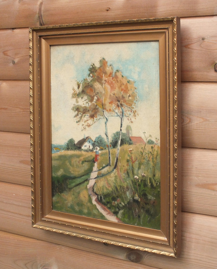 Country Path, Landscape Oil Painting Framed Original