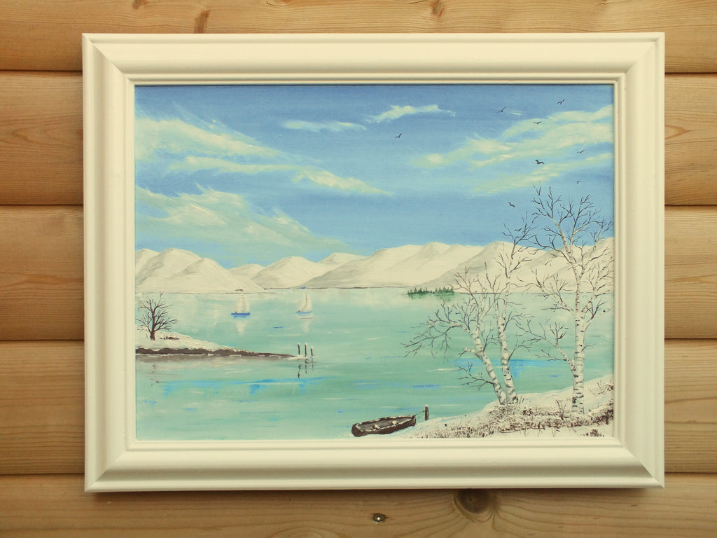 Winter Sailing, Lake District Landscape Framed Original Oil Painting