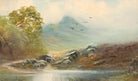 Scottish Highlands Mountain Landscape Antique Oil Painting