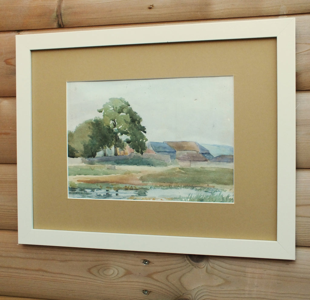 Farmhouse Watercolour Painting, Framed Original