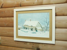 Winter Farmhouse Oil Painting, Framed Original