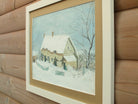 Winter Farmhouse Oil Painting, Framed Original