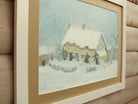 Winter Farmhouse Oil Painting, Framed Original