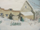 Winter Farmhouse Oil Painting, Framed Original