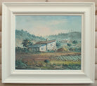 French Farmhouse Landscape Oil Painting Framed Signed