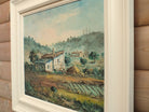 French Farmhouse Landscape Oil Painting Framed Signed