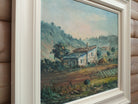 French Farmhouse Landscape Oil Painting Framed Signed