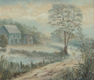 Misty Country Landscape Oil Painting Framed Signed