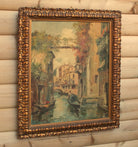 Venice Oil Painting Canal Gondolas Antique Framed Original