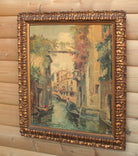 Venice Oil Painting Canal Gondolas Antique Framed Original