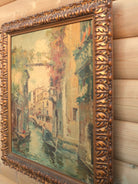 Venice Oil Painting Canal Gondolas Antique Framed Original