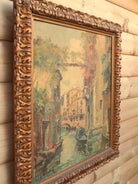 Venice Oil Painting Canal Gondolas Antique Framed Original