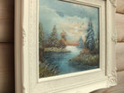 Lake Sunset Landscape Oil Painting Framed Signed