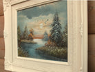 Lake Sunset Landscape Oil Painting Framed Signed