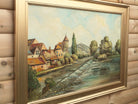 River and Weir Landscape Oil Painting