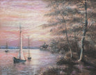 Italian Lake Landscape Vintage Oil Painting Framed