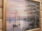 Italian Lake Landscape Vintage Oil Painting Framed