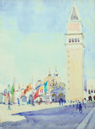 St Marks Basilica and Campanile, Venice Watercolour Painting, Signed Framed