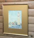 St Marks Basilica and Campanile, Venice Watercolour Painting, Signed Framed