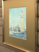 St Marks Basilica and Campanile, Venice Watercolour Painting, Signed Framed