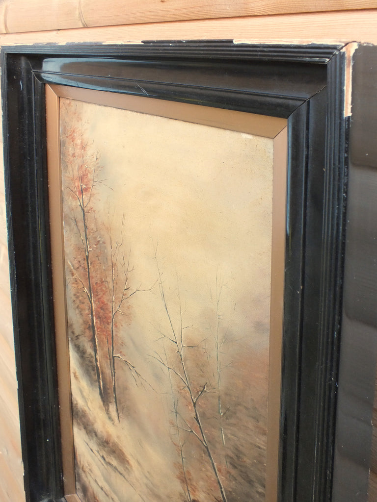 Antique Framed Oil Painting, Forest Mist